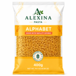 Alexina Premium Pasta Alphabet made from high-quality durum wheat semolina, premium Egyptian pasta supplier and exporter for wholesale and bulk orders.