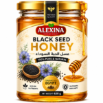 Alexina Premium Black Seed Honey, pure natural honey infused with black seed, premium Egyptian honey supplier and exporter for wholesale and bulk orders.