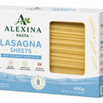 Alexina Premium Lasagna Sheets made from high-quality durum wheat semolina, premium Egyptian pasta supplier and exporter for wholesale and bulk orders.