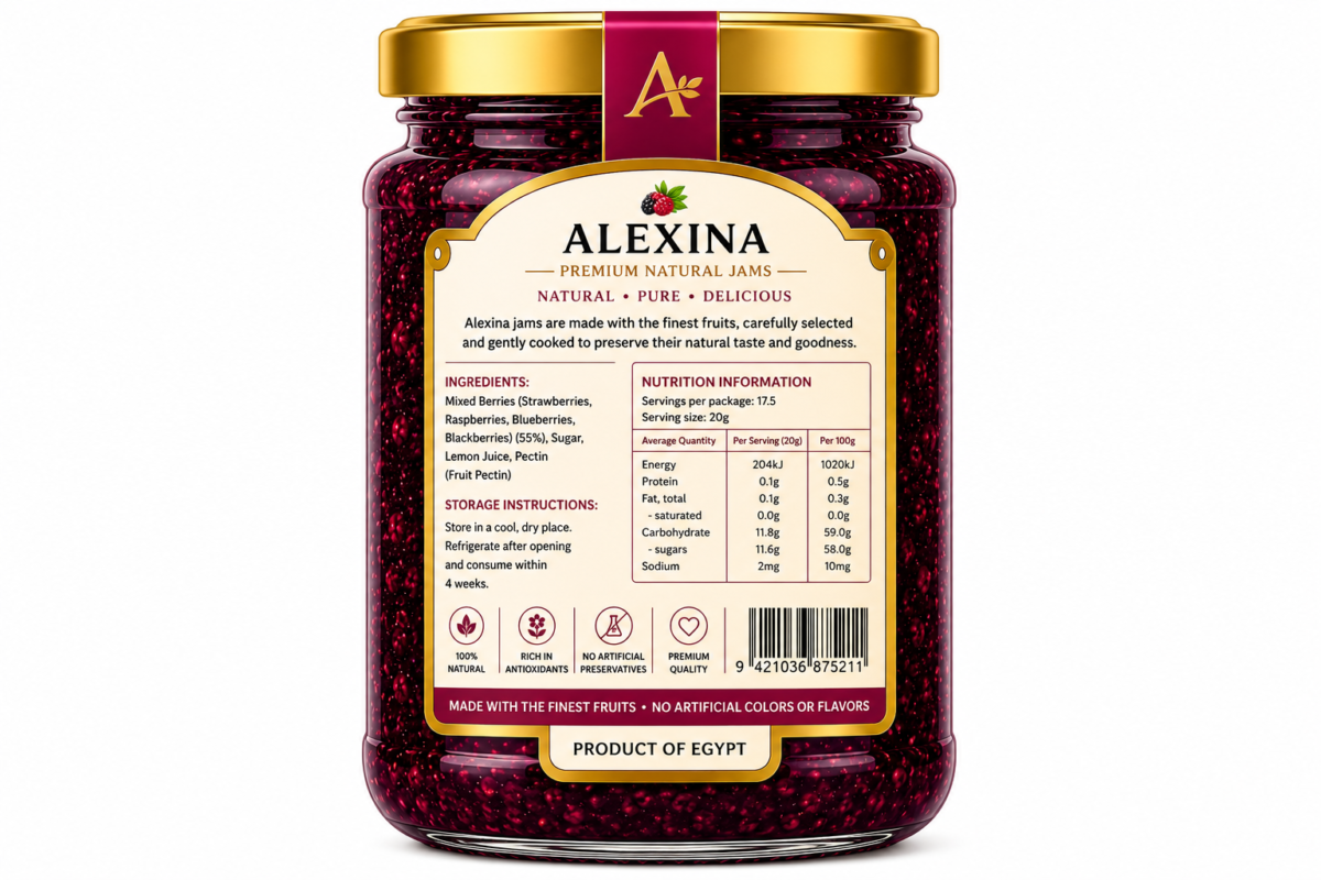 Alexina Foods Egyptian Mixed Berries Jam Exporter
