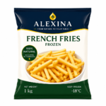 Alexina Premium French Fries made from high-quality potatoes, premium Egyptian frozen potato supplier and exporter for wholesale and bulk orders.