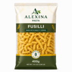 Alexina Premium Fusilli Pasta made from high-quality durum wheat semolina, premium Egyptian pasta supplier and exporter for wholesale and bulk orders.