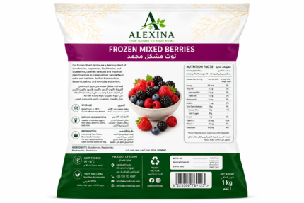 Premium Egyptian frozen mixed berries by Alexina Foods, packed for wholesale, private label, food service, and worldwide export.