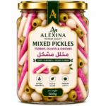 Premium Egyptian Mixed Pickles with Turnip, Olives and Onions in Glass Jar | Alexina Foods Exporter