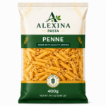Alexina Premium Penne Pasta made from high-quality durum wheat semolina, premium Egyptian pasta supplier and exporter for wholesale and bulk orders.