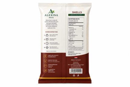 Alexina Premium Shell Pasta made from high-quality durum wheat semolina, premium Egyptian pasta supplier and exporter for wholesale and bulk orders.