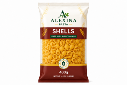 Alexina Premium Shell Pasta made from high-quality durum wheat semolina, premium Egyptian pasta supplier and exporter for wholesale and bulk orders.