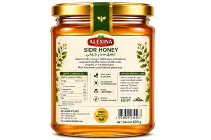 Alexina Premium Sidr Honey, pure natural honey sourced from Sidr flowers, premium Egyptian honey supplier and exporter for wholesale and bulk orders.
