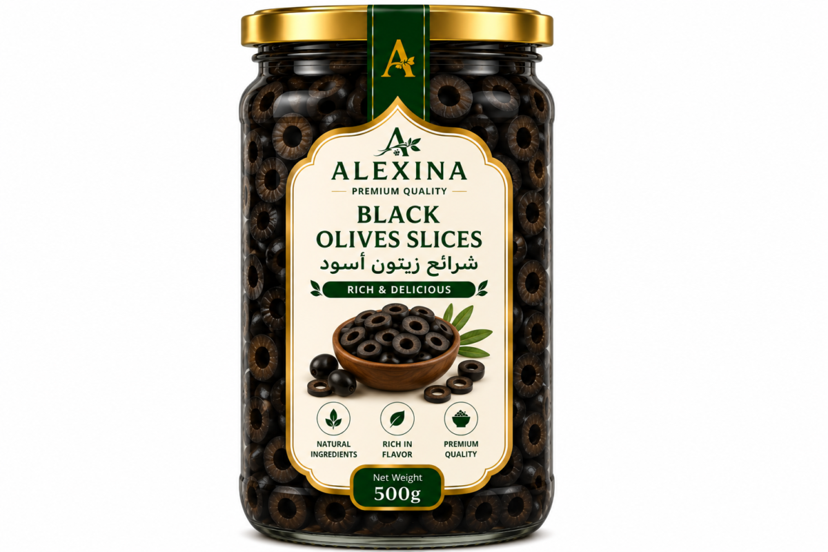 Premium Egyptian Sliced Black Olives in Glass Jar | Alexina Foods Exporter