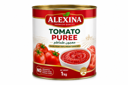 Alexina Premium Tomato Puree made from fresh natural tomatoes, premium Egyptian tomato puree supplier and exporter for wholesale and bulk orders.