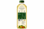Front and back view of Alexina vegetable oil bottle packaging