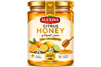 Alexina Premium Citrus Honey, pure natural honey with fresh citrus flavor and premium quality, Egyptian honey supplier and exporter for wholesale and bulk orders.