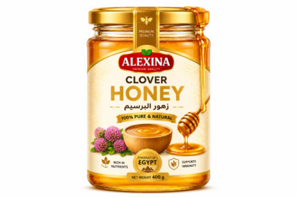 Alexina Premium Clover Honey, pure natural honey with smooth taste and premium quality, Egyptian honey supplier and exporter for wholesale and bulk orders.