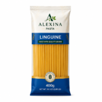 Alexina Premium Linguine Pasta made from high-quality durum wheat semolina, premium Egyptian pasta supplier and exporter for wholesale and bulk orders.