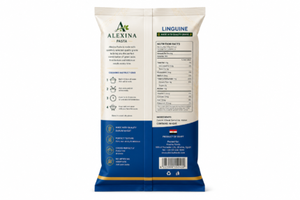 Alexina Premium Linguine Pasta made from high-quality durum wheat semolina, premium Egyptian pasta supplier and exporter for wholesale and bulk orders.
