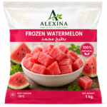 Premium Egyptian frozen watermelon cubes by Alexina Foods, packed for wholesale, private label, food service, and worldwide export.